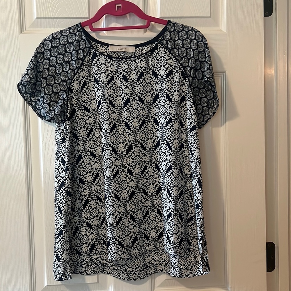 Blue and white blouse